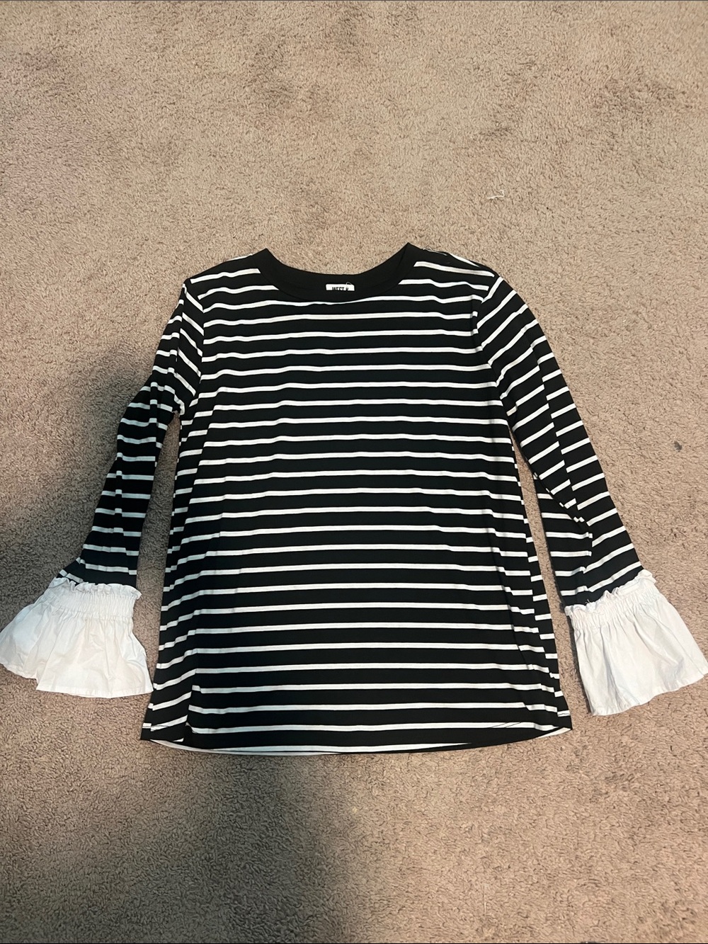 Striped Black & White Bell Cuff Top